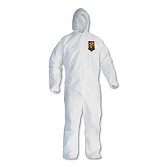 KleenGuard A30 Elastic-Back and Cuff Hooded Coveralls, White, 4X-Large, 25/Carton (46117)