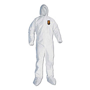 KleenGuard A30 Elastic Back and Cuff Hooded/Boots Coveralls, 4X-Large, White, 21/Carton (46127)
