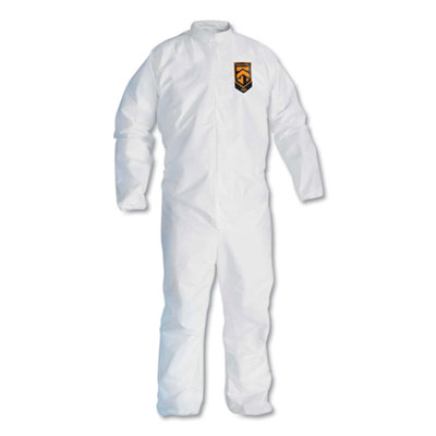 KleenGuard A30 Breathable Particle Protection Coveralls, White, Large, 25/Carton (46003)