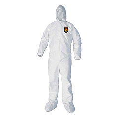 KleenGuard A40 Elastic-Cuff, Ankle, Hood and Boot Coveralls, 3X-Large, White, 25/Carton (44336)