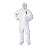 KleenGuard A80 Coveralls with Head/Foot Covering, Saranex 23-P/Cloth, 4X-Large, White, 10/Carton (45667)