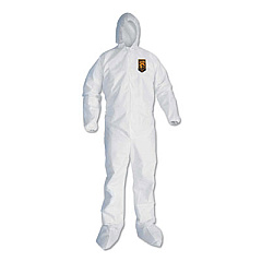KleenGuard A30 Elastic Back and Cuff Hooded/Boots Coveralls, 2XL, White, 25/Carton (46125)