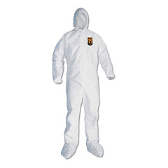 KleenGuard A30 Elastic Back and Cuff Hooded/Boots Coveralls, XL, White, 25/Carton (46124)