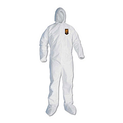 KleenGuard A30 Elastic Back and Cuff Hooded/Boots Coveralls, 3XL, White 21/Carton (46126)