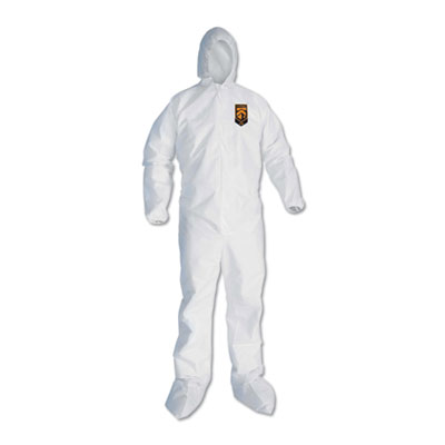 KleenGuard A30 Elastic Back and Cuff Hooded/Boots Coveralls, 3XL, White 21/Carton (46126)
