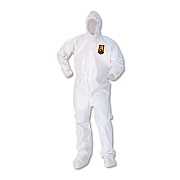 KleenGuard A80 Elastic-Cuff Hood and Boot Coveralls, X-Large, White, 12/Carton (45664)