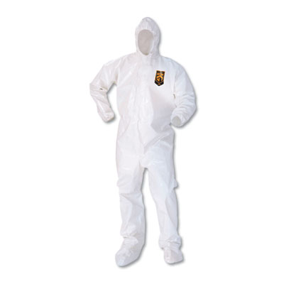 KleenGuard A80 Elastic-Cuff Hood and Boot Coveralls, X-Large, White, 12/Carton (45664)