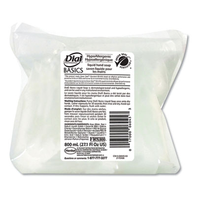 Dial Professional Basics Liquid Hand Soap Refill for Dial 800 mL Dispenser, Fresh Floral, 800 mL, 12/Carton (06045)