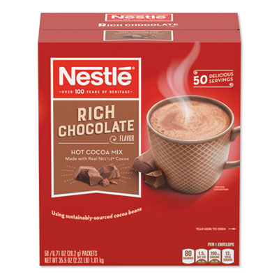 Nestl Hot Cocoa Mix, Rich Chocolate, 0.71 oz Packets, 50/Box, 6 Box/Carton (25485CT)