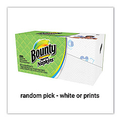Bounty Quilted Napkins, 1-Ply, 12.1 x 12, Assorted - Print or White, 200/Pack (34885)