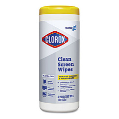 CLOROXPRO CLEAN SCREEN BLEACH-FREE WIPES, 7.5 X 7, 32/CANISTER, 6 CANISTERS/CARTON (32246CT)