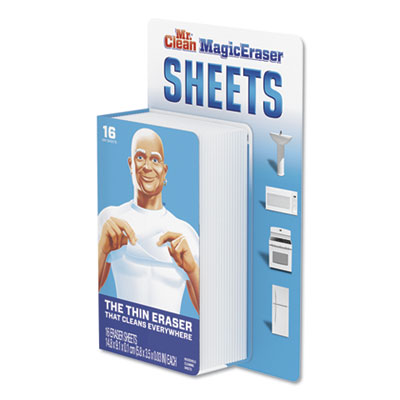 Mr. Clean MAGIC ERASER SHEETS, 3.5" X 5.8" X 0.03", WHITE, 16/PACK, 8 PACK/CARTON (90618CT)