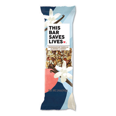 THIS BAR SAVES LIVES Snackbars, Madagascar Vanilla and Almond and Honey, 1.4 oz, 12/Box, 6 Box/Carton (00444CT)