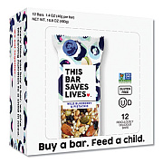 THIS BAR SAVES LIVES Snackbars, Wild Blueberry and Pistachio, 1.4 oz, 12/Box (00445BX)