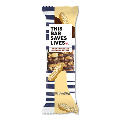 THIS BAR SAVES LIVES Snackbars, Dark Chocolate and Peanut Butter, 1.4 oz, 12/Box (00447BX)