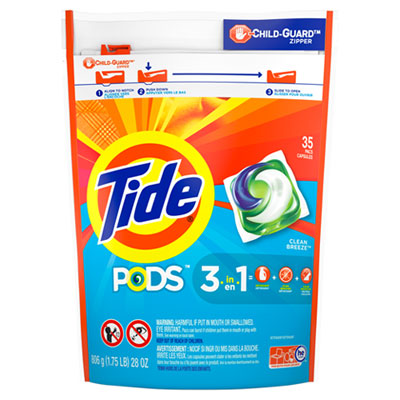 Tide Pods, Laundry Detergent, Clean Breeze, 35/Pack (93126EA)