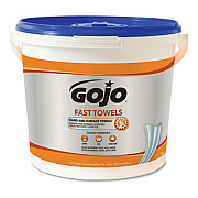 GOJO FAST TOWELS Hand Cleaning Towels, Cloth, 9 x 10, Fresh Citrus, Blue, 225/Bucket (629902EA)