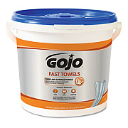 GOJO FAST TOWELS Hand Cleaning Towels, 9 x 10, Fresh Citrus, Blue, 130/Bucket, 4 Buckets/Carton (6298)