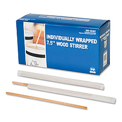 AmerCareRoyal Wood Stir Sticks, 7.5", Wrapped, 5,000/Carton (R825W)