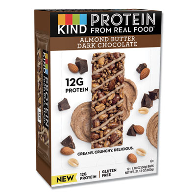 KIND Protein Bars, Almond Butter Dark Chocolate, 1.76 oz, 12/Pack (26832)