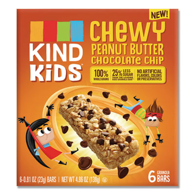 KIND Kids Bars, Chewy Peanut Butter Chocolate Chip, 0.81 oz, 6/Pack (25988)