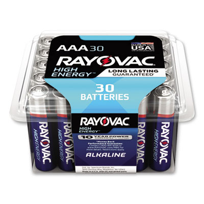 Rayovac High Energy Premium Alkaline AAA Batteries, 30/Pack (82430PPK)