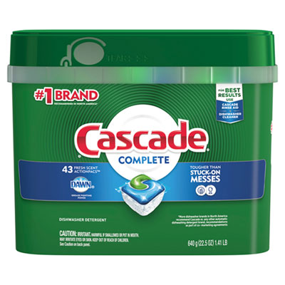 Cascade ActionPacs, Fresh Scent, 22.5 oz Tub, 43/Tub, 6 Tubs/Carton (98208)