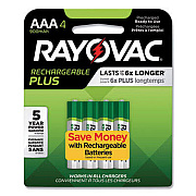 Rayovac Recharge Plus Nimh Batteries, Aaa, 4/pack (PL7244GEND)