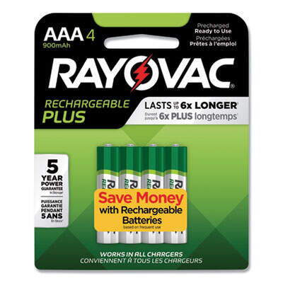 Rayovac Recharge Plus Nimh Batteries, Aaa, 4/pack (PL7244GEND)