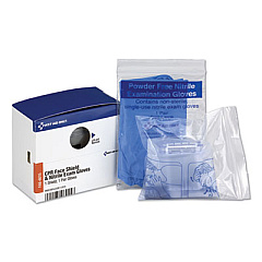 First Aid Only SmartCompliance Rescue Breather Face Shield with 2 Nitrile Exam Gloves, One Size Fits Most (FAE6015)