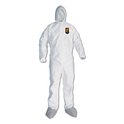 KleenGuard A45 Liquid/Particle Protection Surface Prep/Paint Coveralls, Hood, Elastic Wrist/Ankles, Boots, 4XL, White, 25/Carton (48977)
