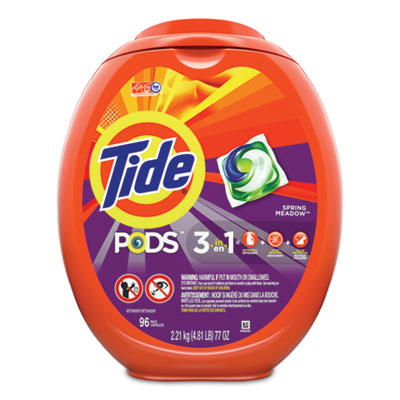 Tide Detergent Pods, Spring Meadow, 96/Tub, 4 Tubs/Carton (80163)