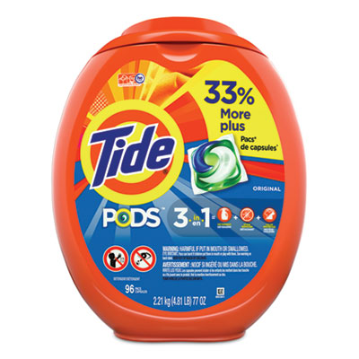 Detergent Pods, Tide Original Scent, 96/Tub, 4 Tubs/Carton (80145)