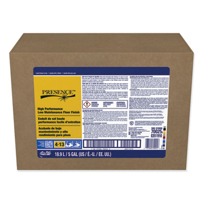 P&G Pro Line Presence High Performance Low Maintenance Floor Finish, 5 gal Bag-In-Box (70025)