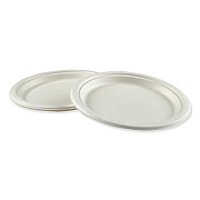 Boardwalk Bagasse Dinnerware, Plate, 9" dia, White, 500/Carton (BWKPLATEWF9)