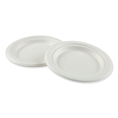 Boardwalk Bagasse Dinnerware, Plate, 6" dia, White, 1,000/Carton (BWKPLATEWF6)