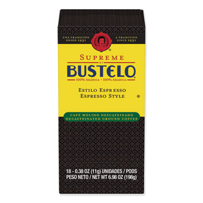 Caf Bustelo ESPRESSO STYLE DECAF COFFEE PODS, 18/BOX, 6 BOXES/CARTON (11545)