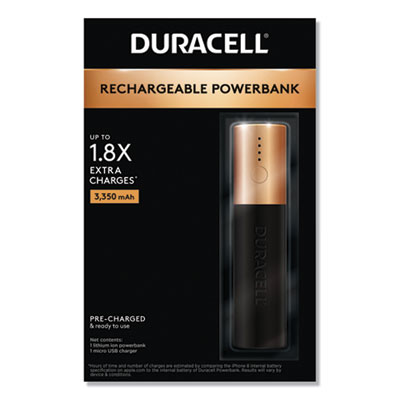 Duracell Rechargeable 3350 mAh Powerbank, 1 Day Portable Charger (DMLIONPB1)