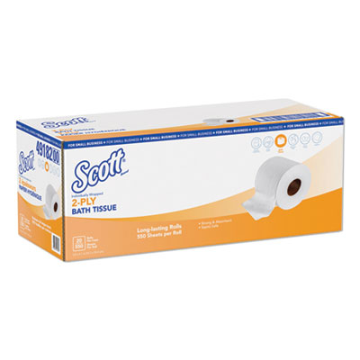 Scott Essential Standard Roll Bathroom Tissue, Small Business, Septic Safe, 2-Ply, White, 550 Sheets/Roll, 20 Rolls/Carton (49182)