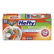 Hefty Cinch Sak Tall Kitchen and Trash Bags, 30 gal, 0.8 mil, 30" x 30", Clear, 36/Box, 6 Boxes/Carton (E85743CT)