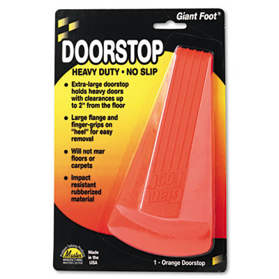 Master Caster Giant Foot Doorstop, No-Slip Rubber Wedge, 3.5w x 6.75d x 2h, Safety Orange (00965)