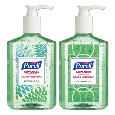PURELL ADVANCED SOOTHING GEL HAND SANITIZER, FRESH SCENT WITH ALOE AND VITAMIN E, 8 OZ PUMP BOTTLE, 4/PACK (967406DECOPK)
