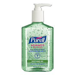 PURELL ADVANCED SOOTHING GEL HAND SANITIZER, FRESH SCENT WITH ALOE AND VITAMIN E, 8 OZ PUMP BOTTLE, 12/CARTON (967412CT)