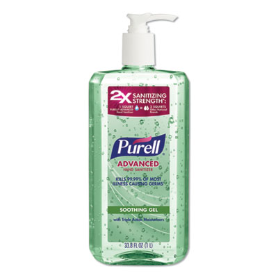 PURELL ADVANCED SOOTHING GEL HAND SANITIZER, FRESH SCENT WITH ALOE AND VITAMIN E, 1 L PUMP BOTTLE, 4/CARTON (308104CMR)