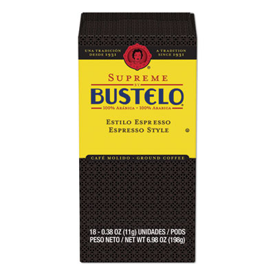 Caf Bustelo ESPRESSO STYLE COFFEE PODS, ESPRESSO, 0.38 OZ PODS,18/BOX (11544BX)