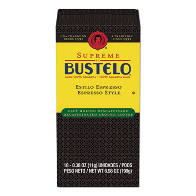 Caf Bustelo ESPRESSO STYLE DECAF COFFEE PODS, 18/BOX (11545BX)