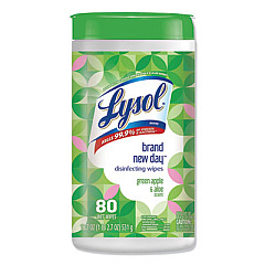 LYSOL Brand DISINFECTING WIPES, 7 X 8, GREEN APPLE AND ALOE, 80 WIPES/CANISTER, 6 CANISTERS/CARTON (75599)