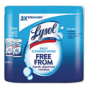 LYSOL Brand DAILY CLEANSING WIPES, 8" X 7", WHITE, 80 WIPES/CAN, 2 CANS/PACK (99255PK)