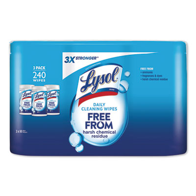 LYSOL Brand DAILY CLEANSING WIPES, 8 X 7, WHITE, 80 WIPES/CAN, 3 CANS/PACK, 2 PACKS/CARTON (99119)