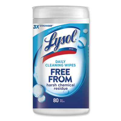 LYSOL Brand DAILY CLEANSING WIPES, 8" X 7", WHITE, 80 WIPES/CANISTER, 6 CANISTERS/CARTON (99118)